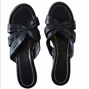 Vintage Cathy Jean black leather wedge heels sz 8